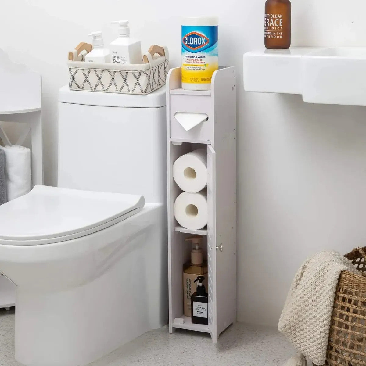 ESTANTE DE BAÑO DELGADO PORTA PAPEL