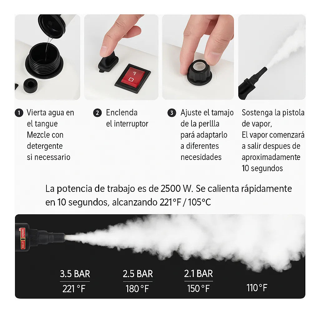 Limpiador A Vapor Presión 2500w Portátil